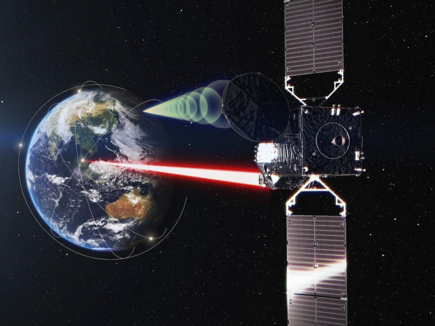 Illustration of the LUCAS optical data relay payload on the JDRS-1 satellite.