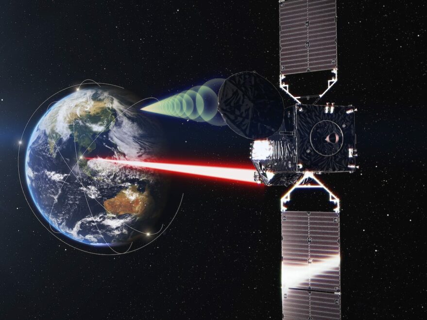Illustration of the LUCAS optical data relay payload on the JDRS-1 satellite.