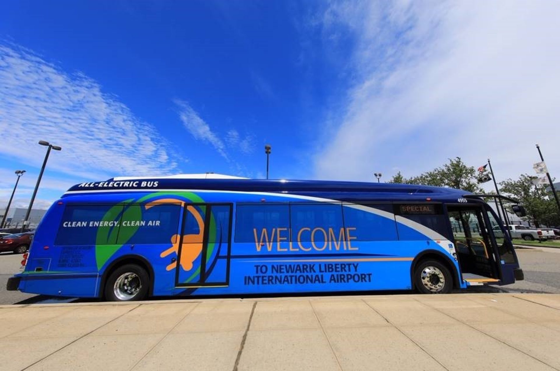 An electric bus run by Port Authority NY & NJ