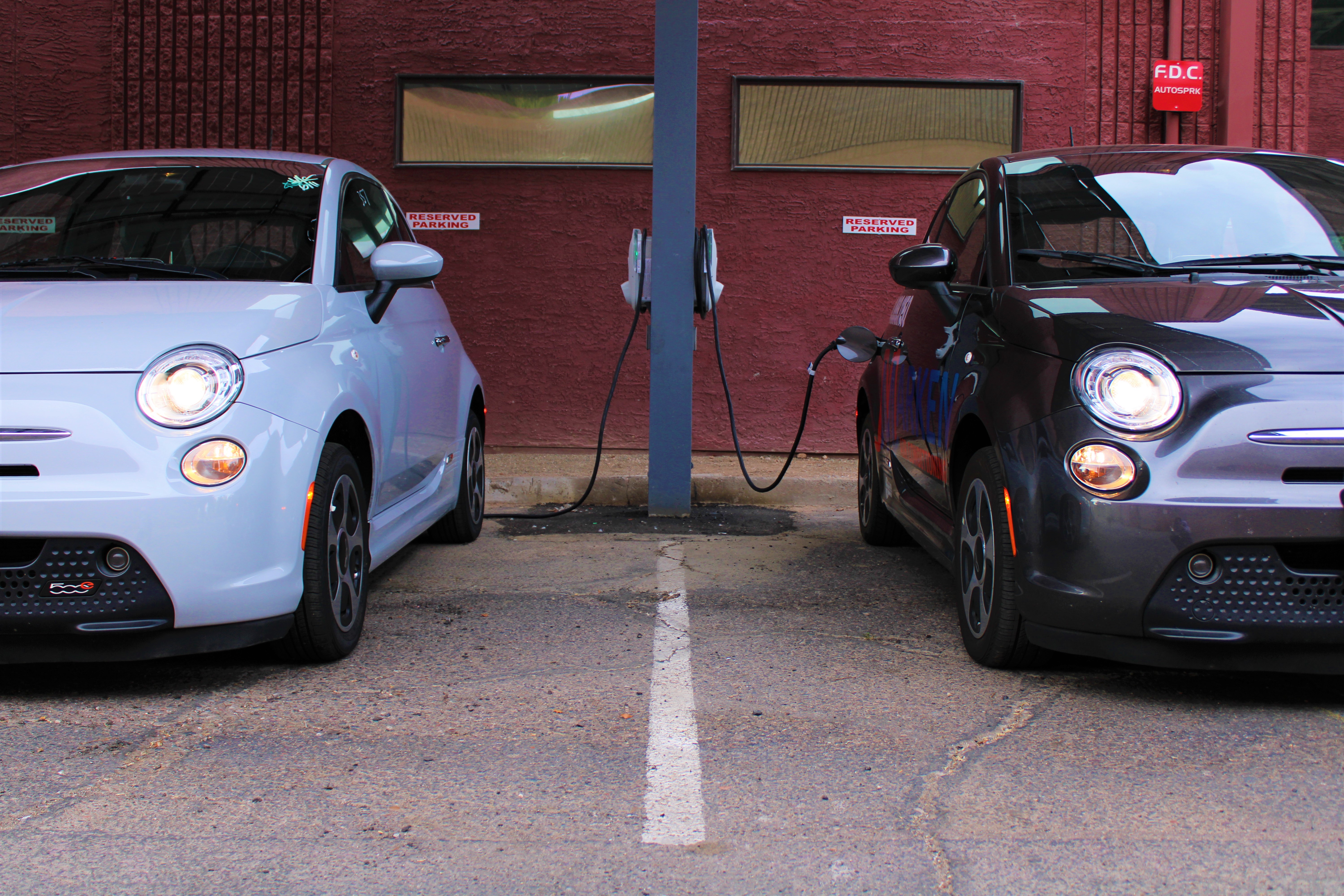 Two electric Fiat's charge up as Salt River Project's commercial EV customers