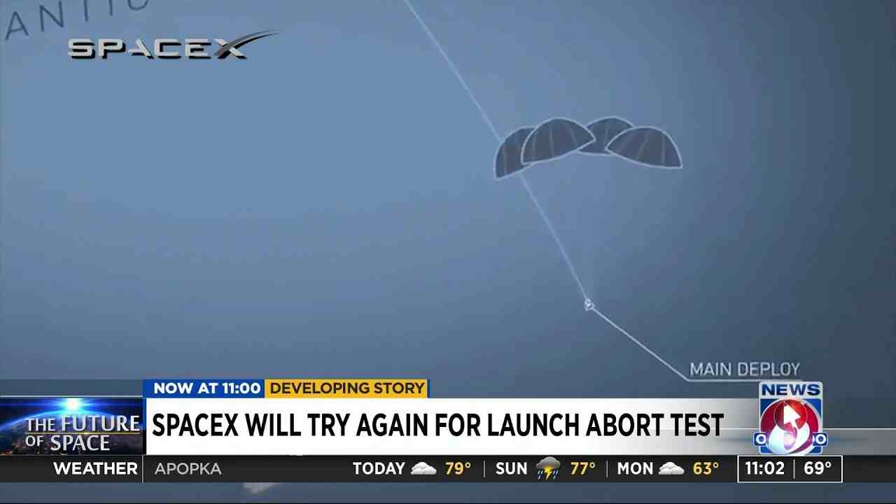 SpaceX to try again for launch abort test