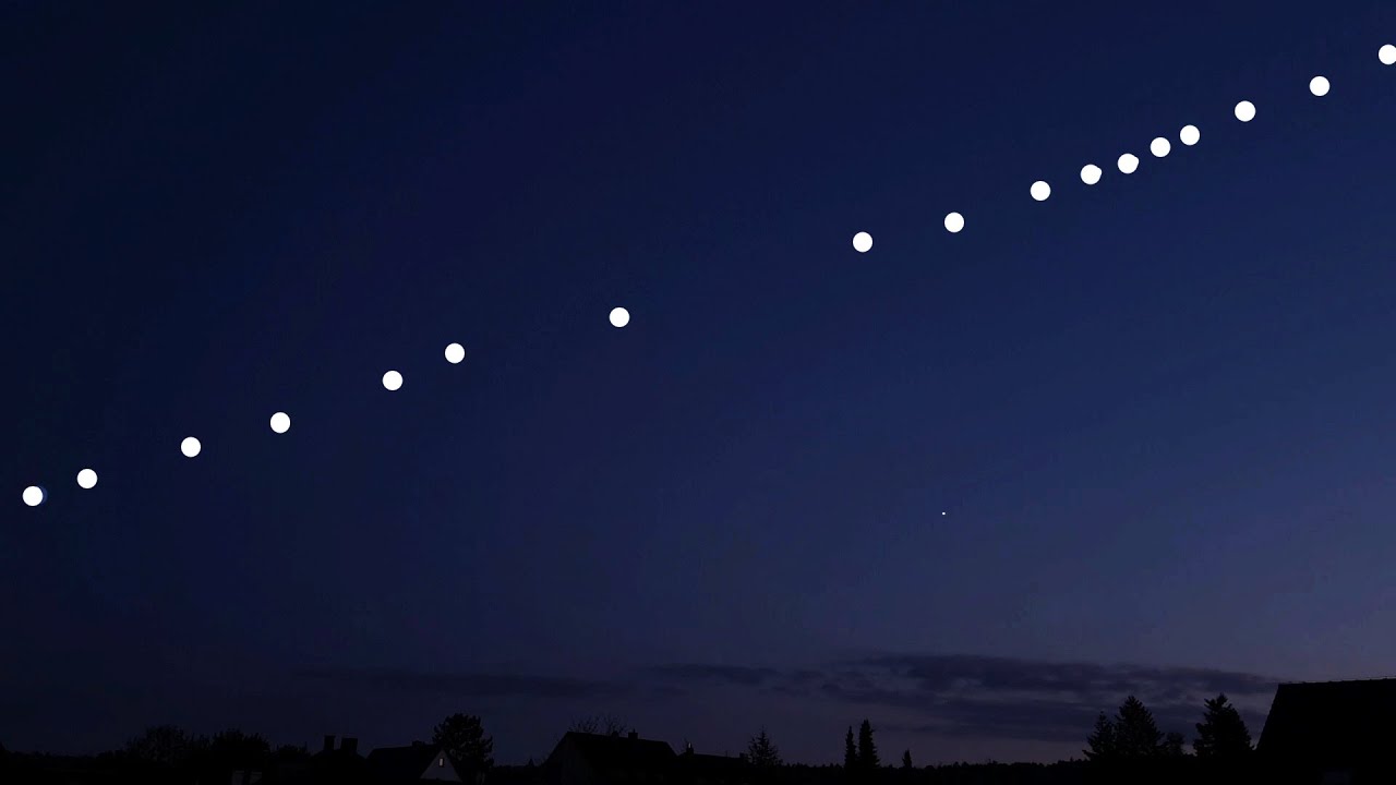 Starlink satellites train seen from earth - SpaceX